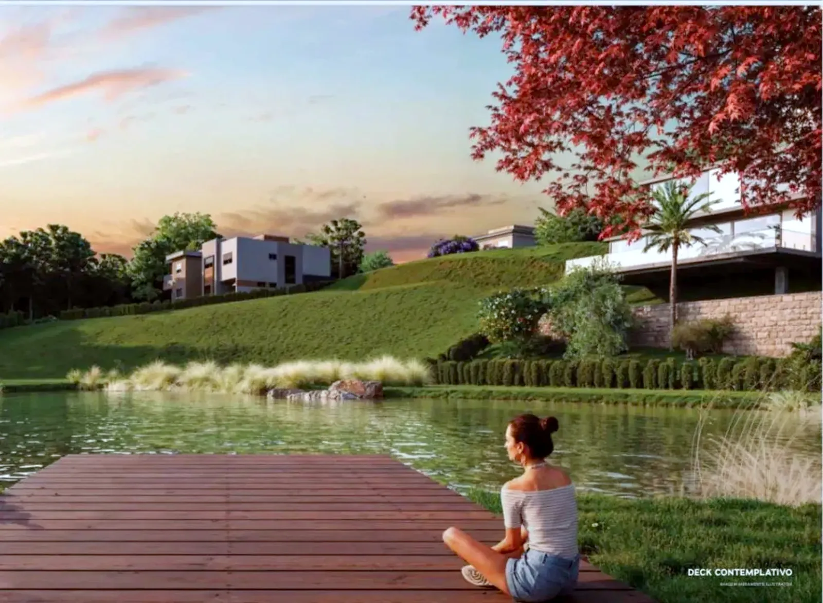 Deck contemplativo junto ao lago do loteamento (projeto)