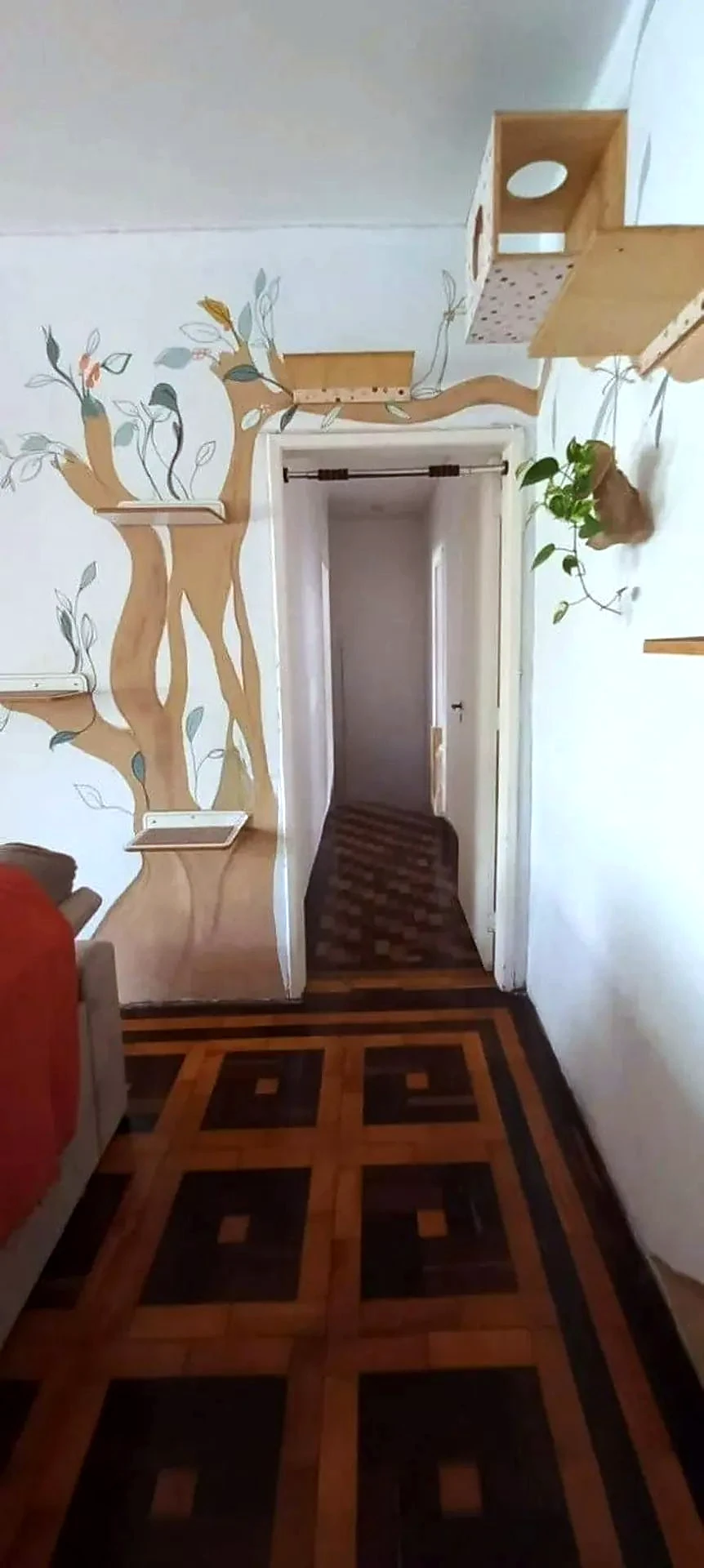 Living com acesso ao corredor dos dormitórios